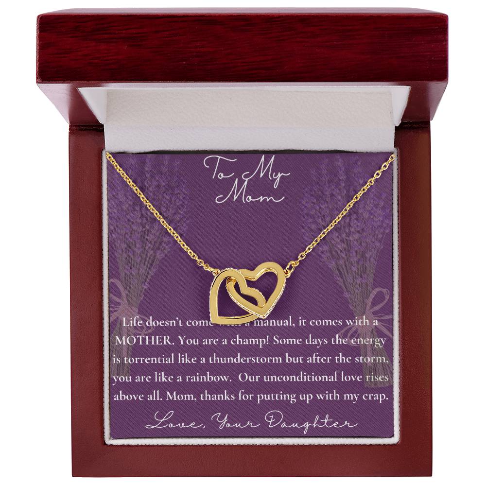 To Mom From Daughter Necklace. Happy Mother'S Day! Interlocking Hearts Necklace