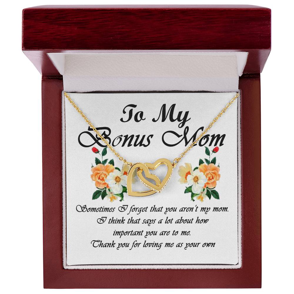 To My Bonus Mom Interlocking Hearts Necklace