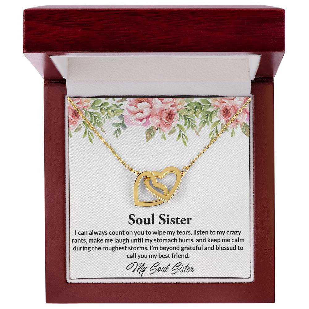 Soul Sisters Necklace Bff Necklace Best Friend Gift Jewelry Interlocking Hearts Necklace