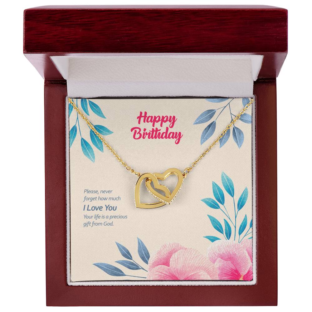 Birthday Edition Your Life Is A Precious Gift From God - Interlocking Hearts Necklace