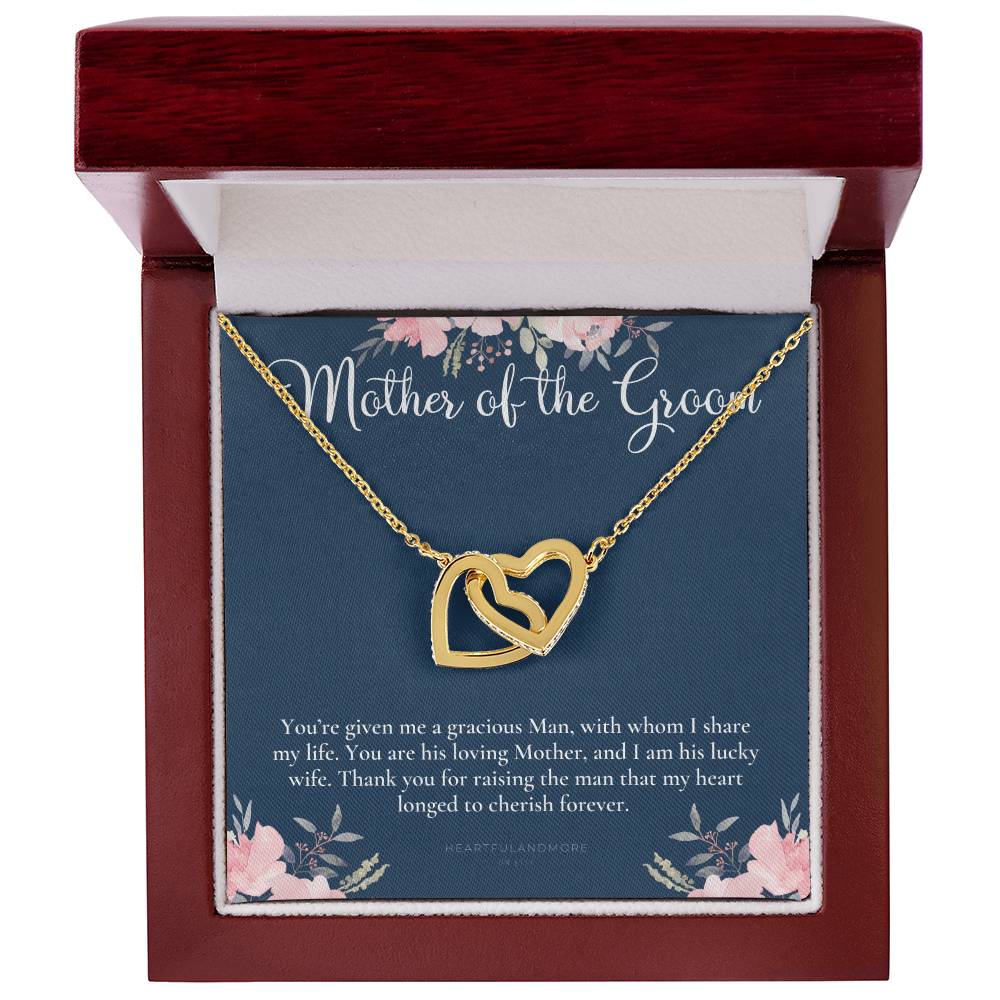 Mother Of The Groom Gift Necklace Wedding Gift Bridal Party Rehearsal Dinner Man Of My Dreams Parent Of Groom Mother In Law Gift Interlocking Hearts Necklace