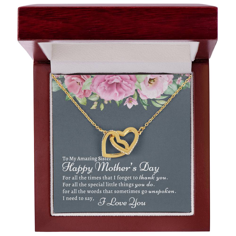 To My Amazing Sister Necklace Interlocking Hearts Necklace