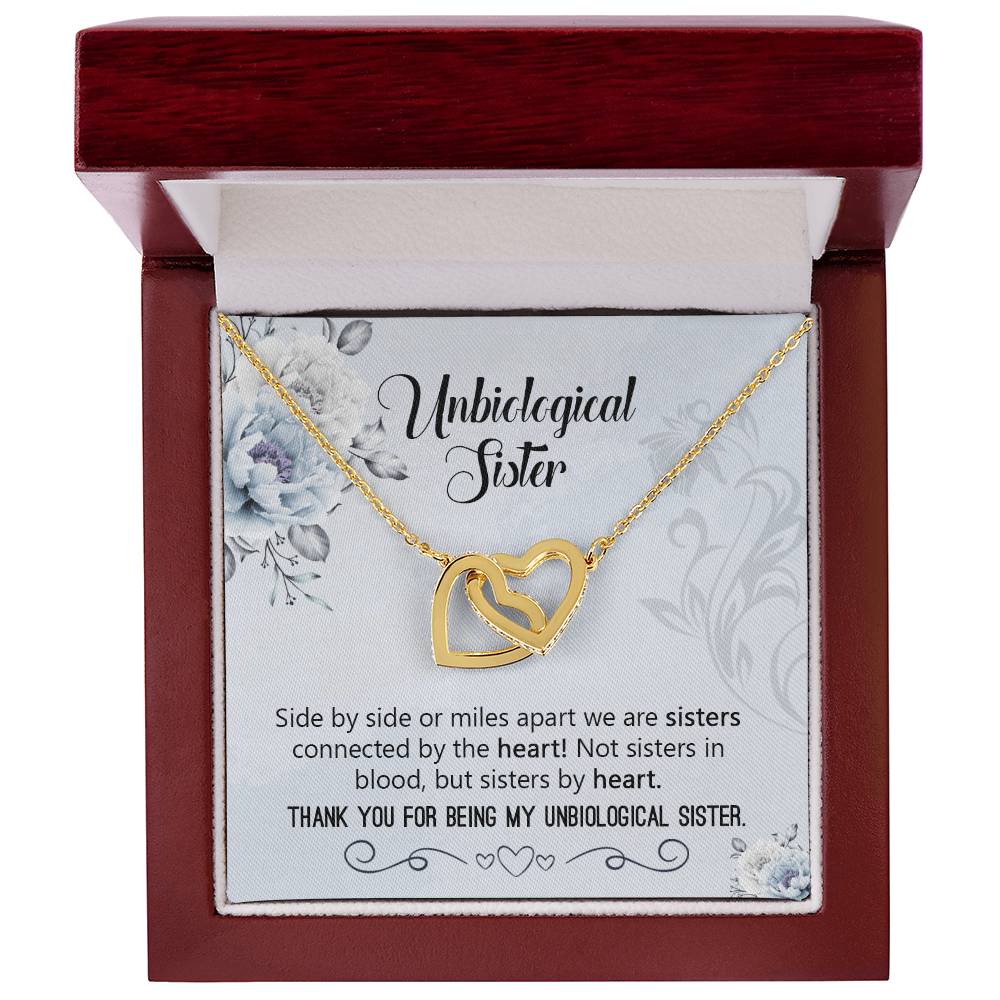 Unbiological Sister Necklace Gift Interlocking Hearts Necklace