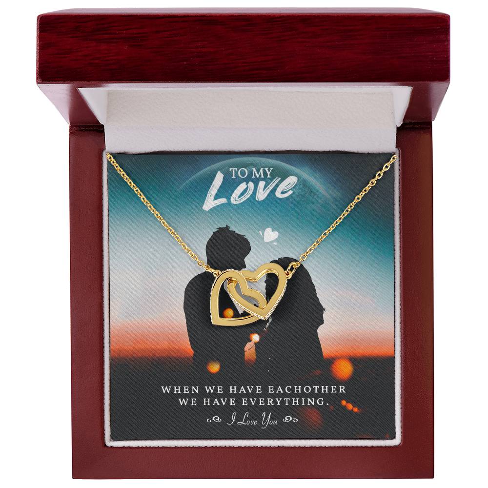 To My Love Necklace For Soulmate Jewelry For Soulmate Romantic Meaningful Valentine’S Day Gift Anniversary Birthday Gift For Her Interlocking Hearts Necklace