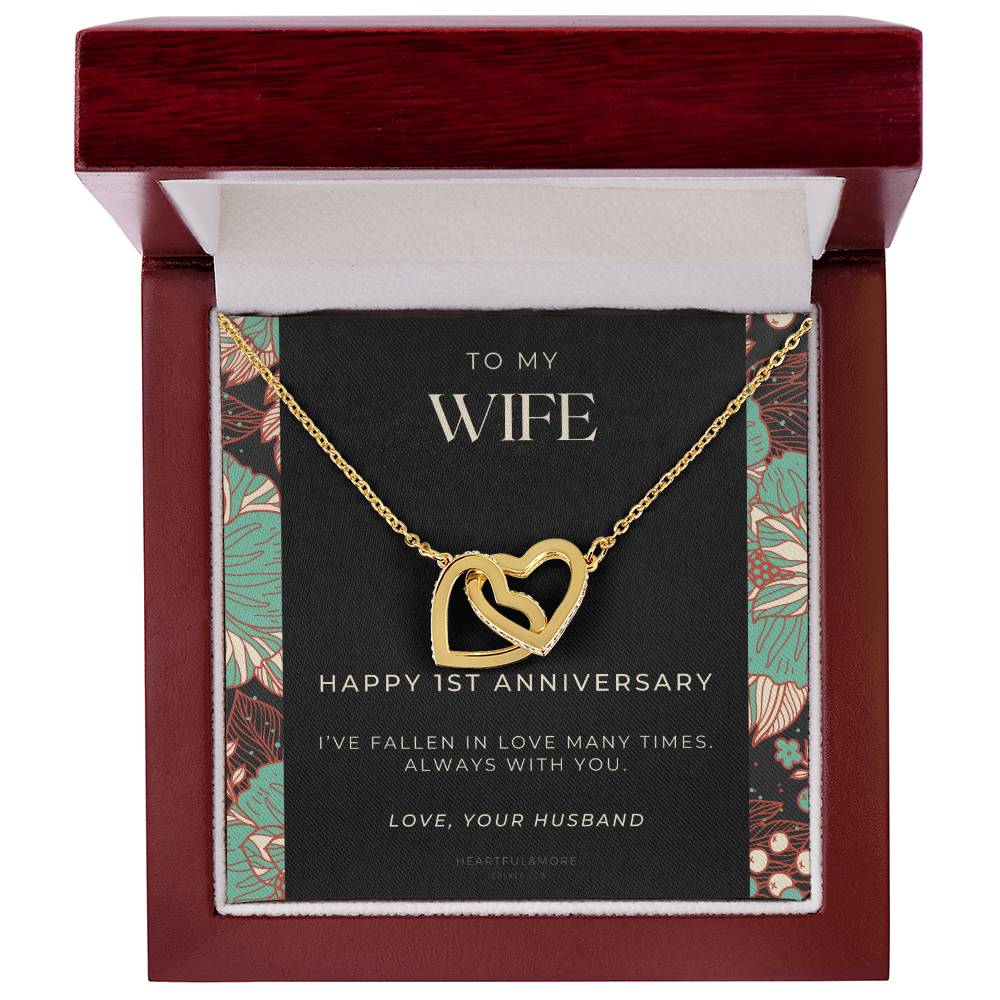 1 Year Anniversary Gift For Wife 1 Year Anniversary Gifts 1 Year Wedding Anniversary Gift Ideas 1St Wedding Anniversary Gift For Her Interlocking Hearts Necklace