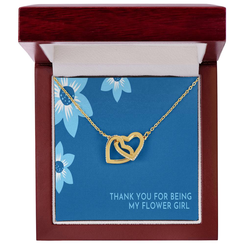 Flower Girl Necklace Personalized Flower Girl Gift Bridal Party Gift Thank You For Being My Flower Girl Card Wedding Gift Box Interlocking Hearts Necklace