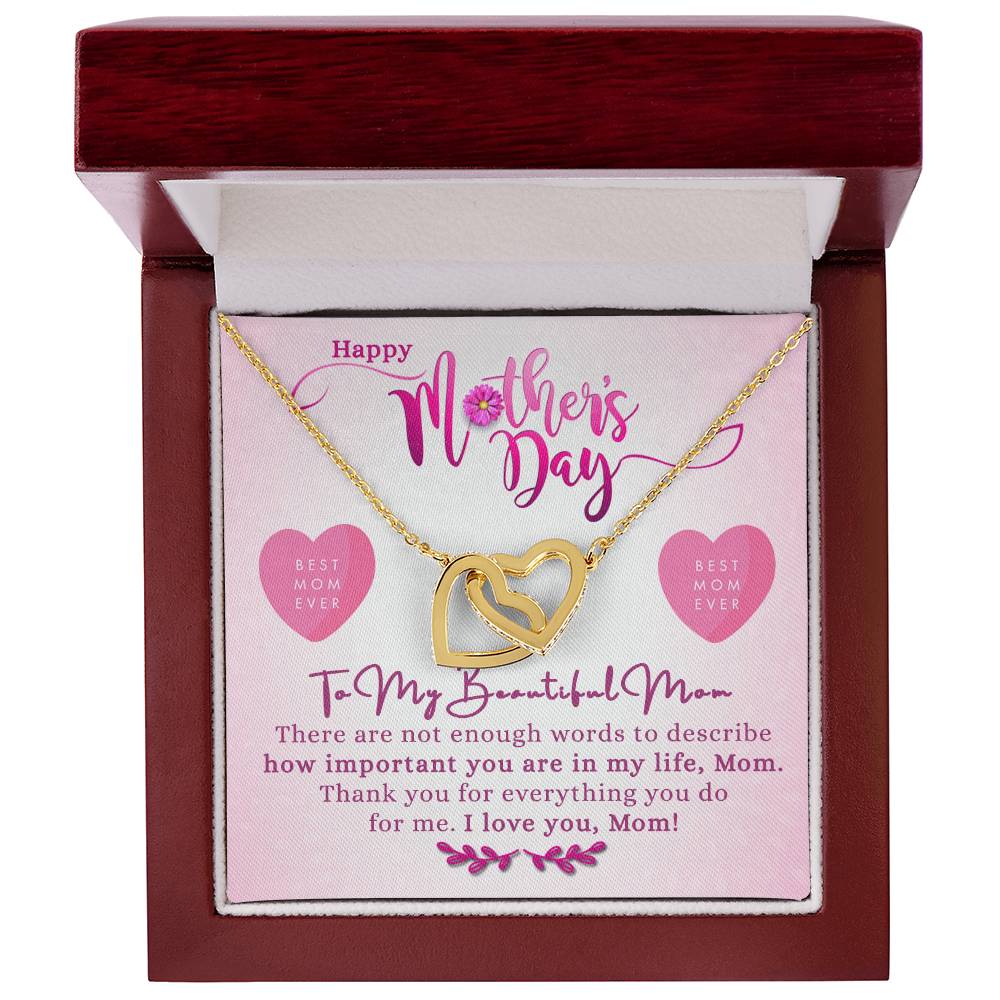 Mothers Day Double Heart Necklace Gift Interlocking Hearts Necklace