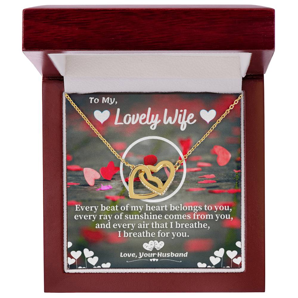 Husband To Wife Necklace Gift With Message Card Interlocking Hearts Necklace