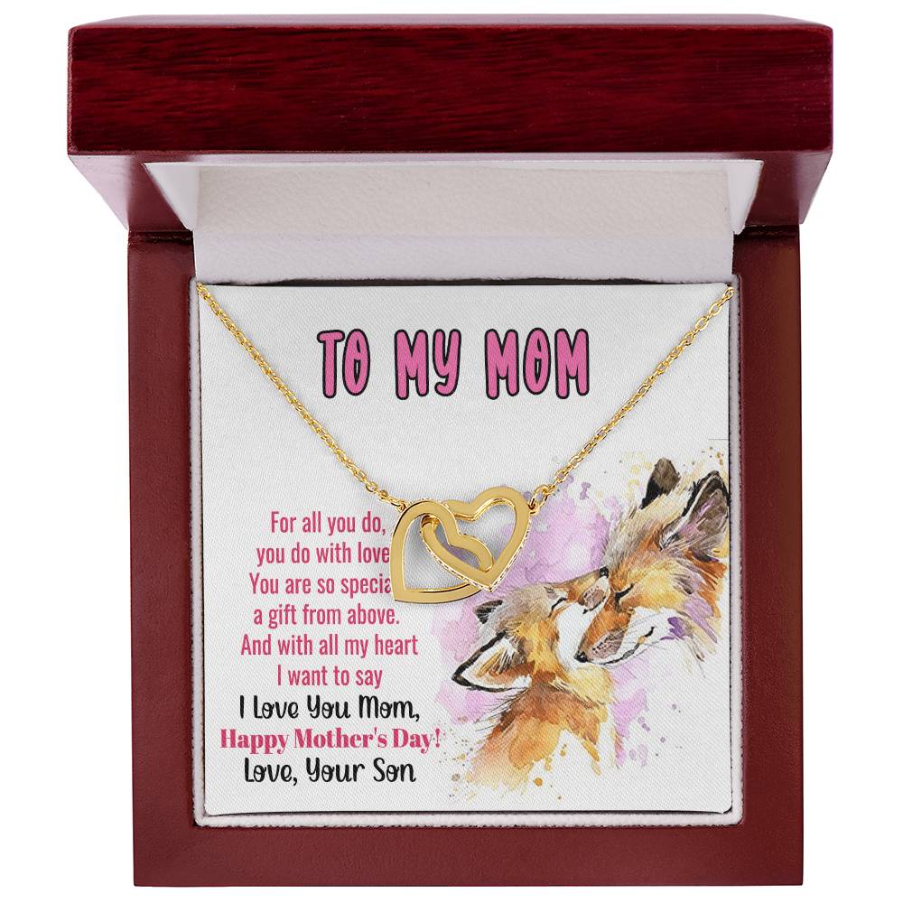 To My Mom Mother'S Day Linked Hearts Necklace From Son Interlocking Hearts Necklace