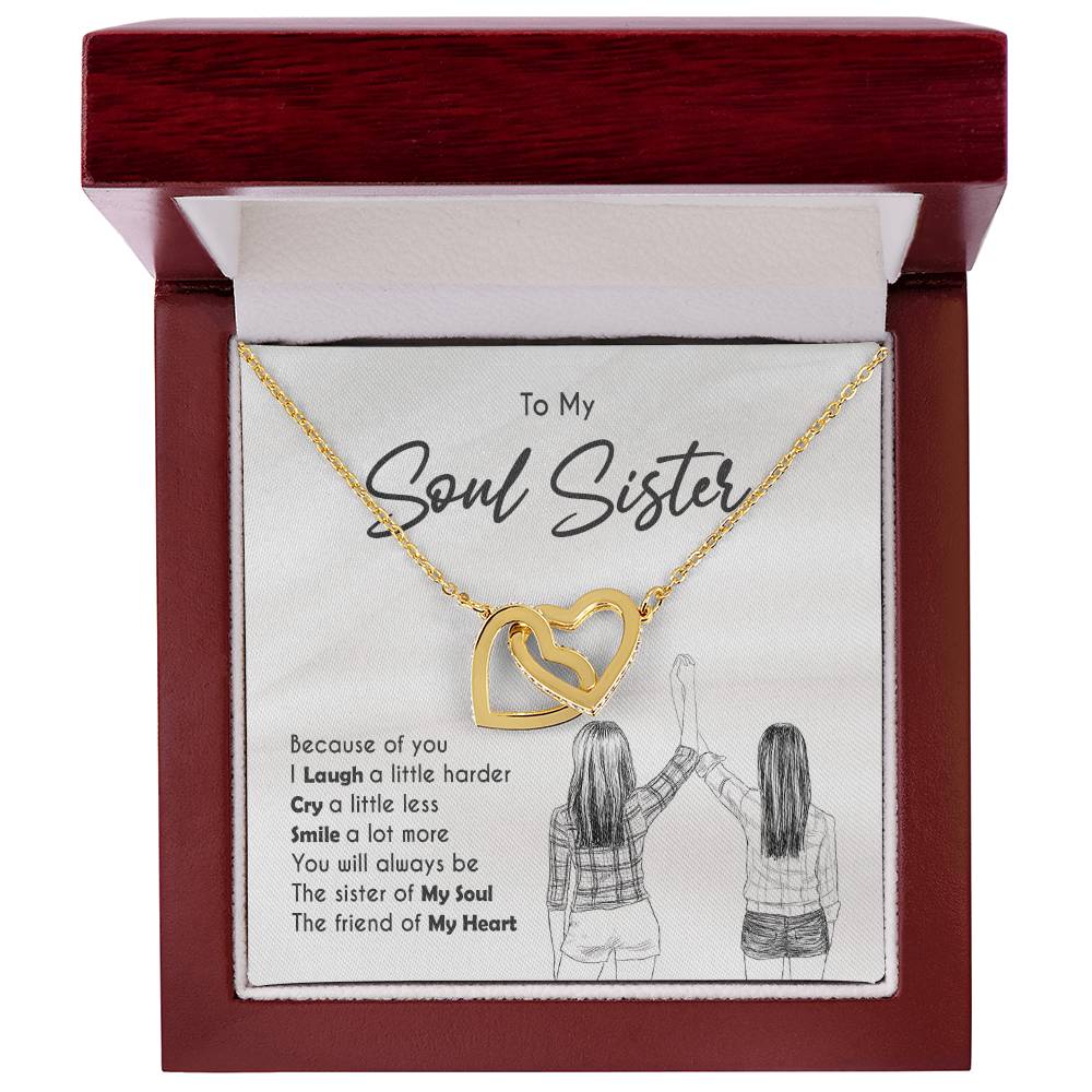 To My Soul Sister - Special Love Interlocking Hearts Necklace