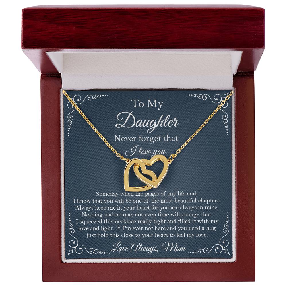 To My Daughter Necklace - You Are The Most Beautiful Chapters Gift For Daughter From Mom Daughter Birthday Graduation Gift Interlocking Hearts Necklace