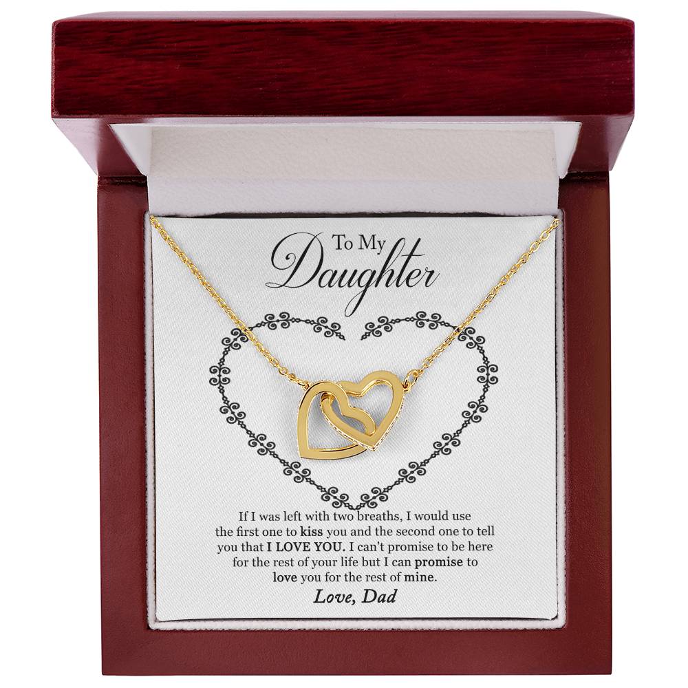 To My Daughter - I Promise To Love You For The Rest Of My Life Interlocking Hearts Necklace
