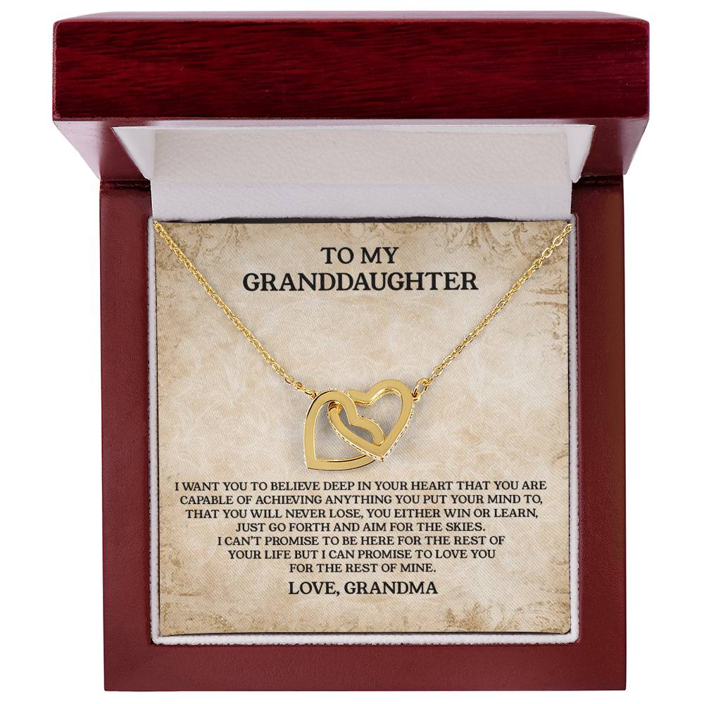 To My Granddaughter - Love Grandma Interlocking Hearts Necklace