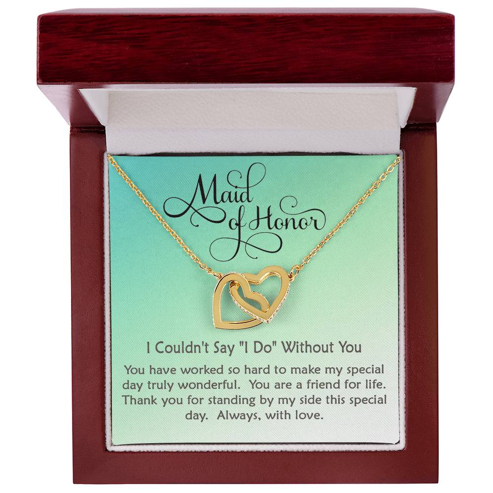 Maid Of Honor Linked Hearts Necklace Gift Interlocking Hearts Necklace