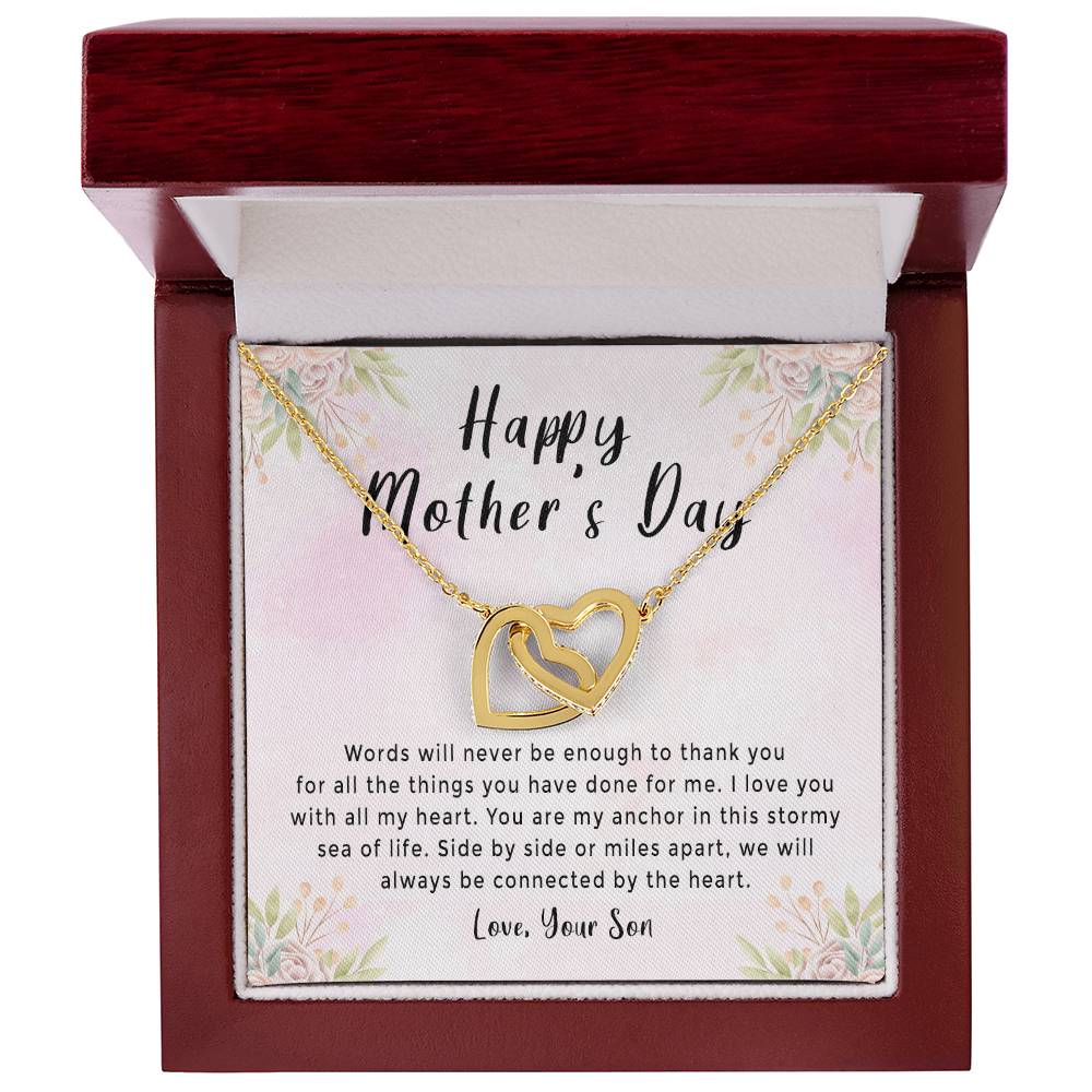 Mother'S Day Gift Necklace From Son On Interlocking Hearts Necklace