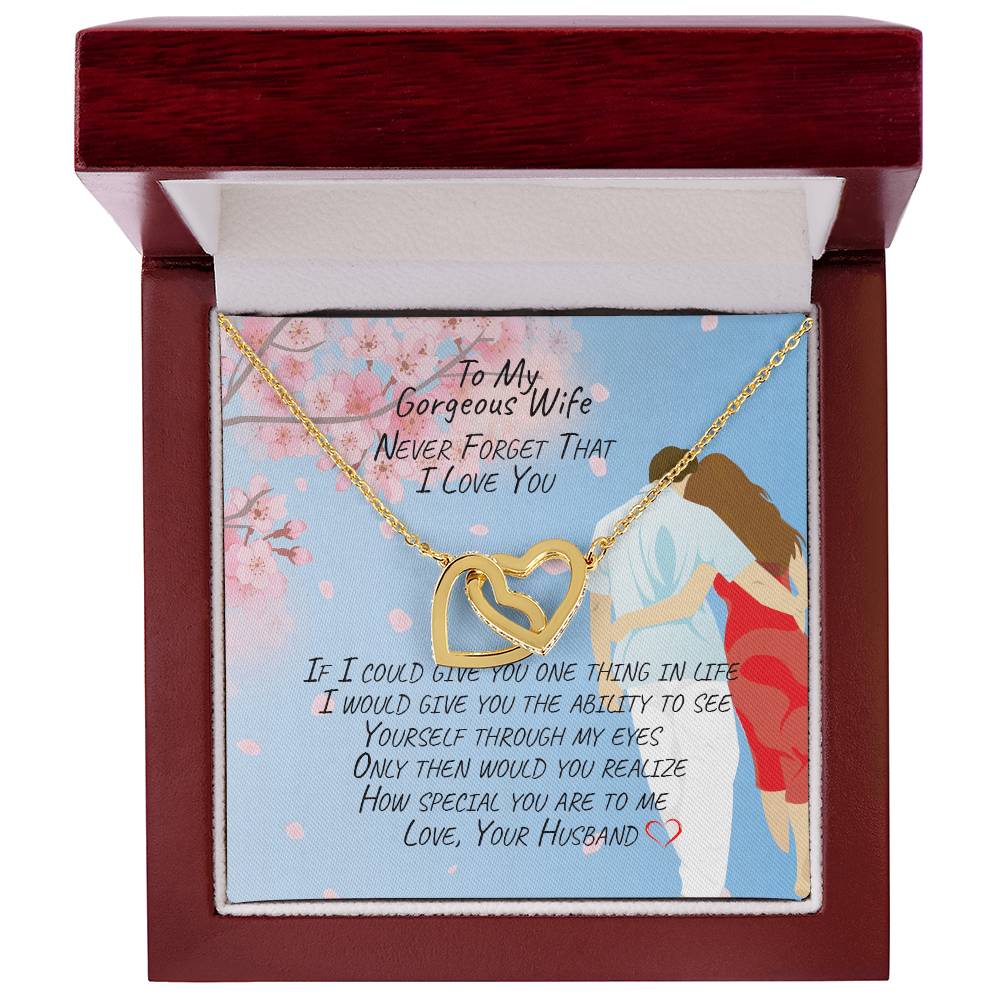 Gift For Wife - Interlocking Necklace- Never Forget That I Love You Interlocking Hearts Necklace