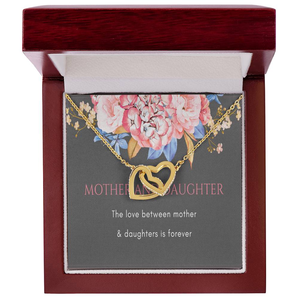 Mom 2 Daughters Necklace Mothers Day Jewelry Gift Interlocking Hearts Necklace