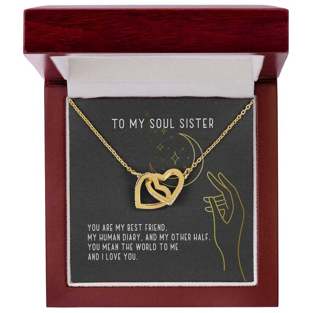 To My Soul Sister Two Hearts Necklace Interlocking Hearts Necklace