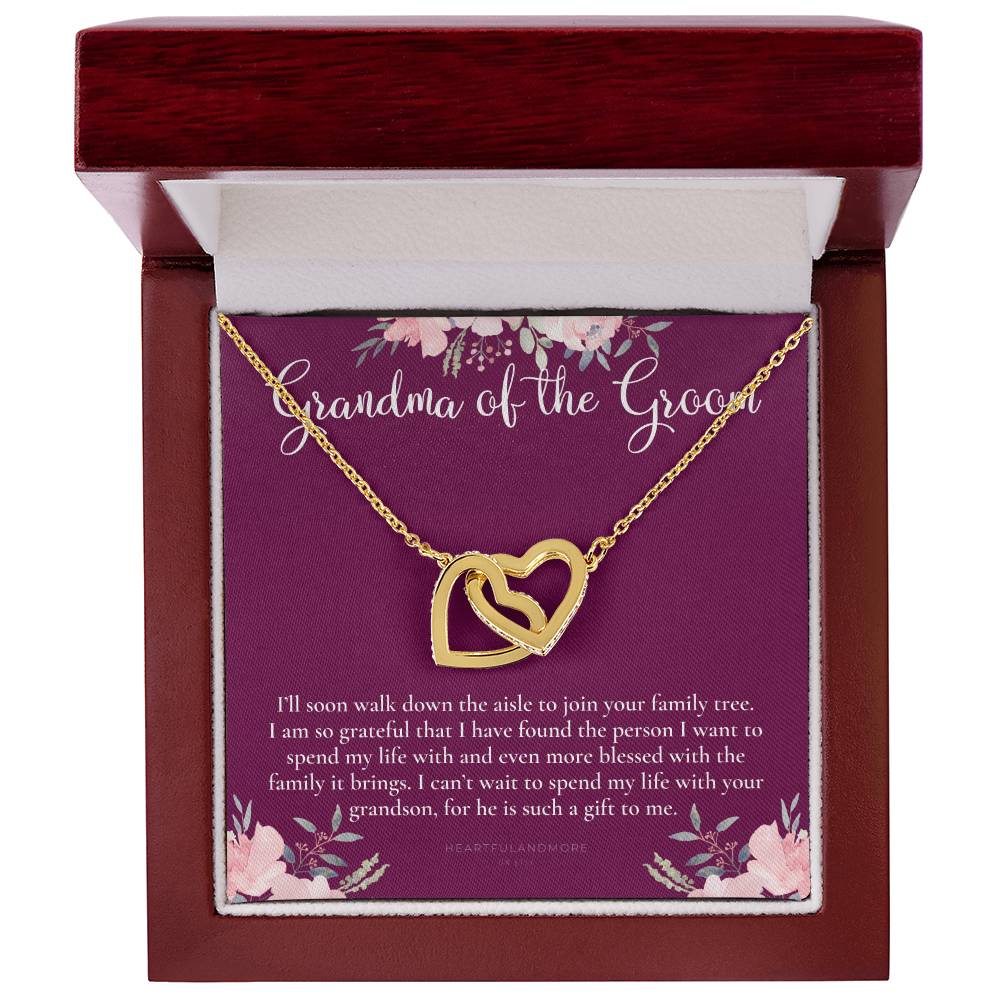Grandmother Of The Groom Gift Necklace Grandma Wedding Gift Nana Bridal Shower Rehearsal Dinner Thank You Gift Interlocking Hearts Necklace