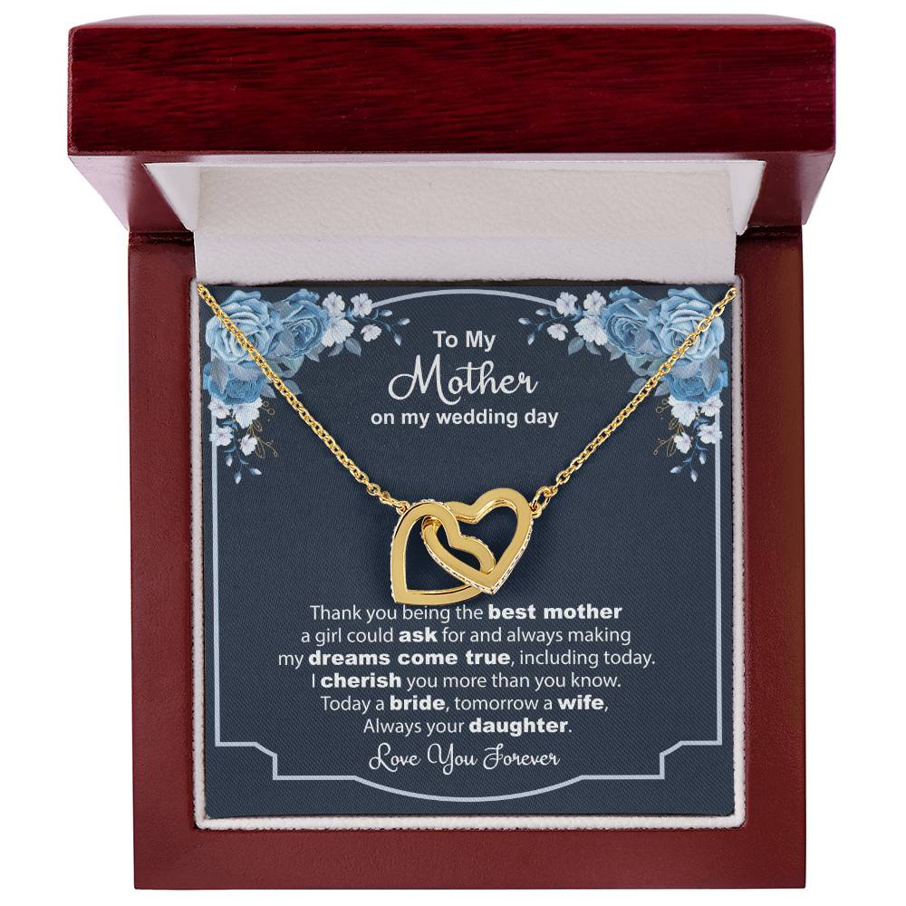 To My Mother On My Wedding Day - Thank You - Necklace Interlocking Hearts Necklace