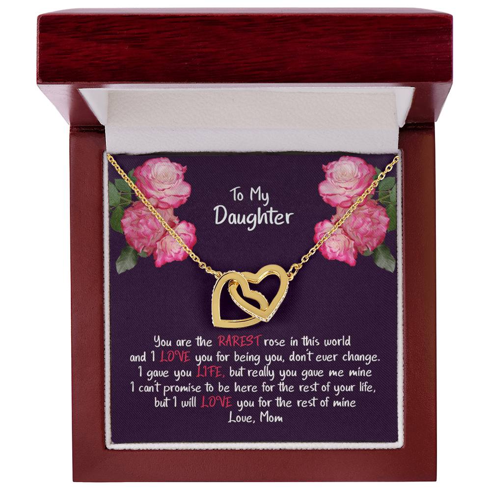 Daughter My Rarest Rose Interlocking Hearts Necklace