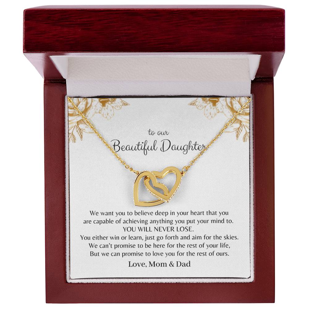 To My Daughter - Premium Interlocking Heart Cube - So2 Interlocking Hearts Necklace