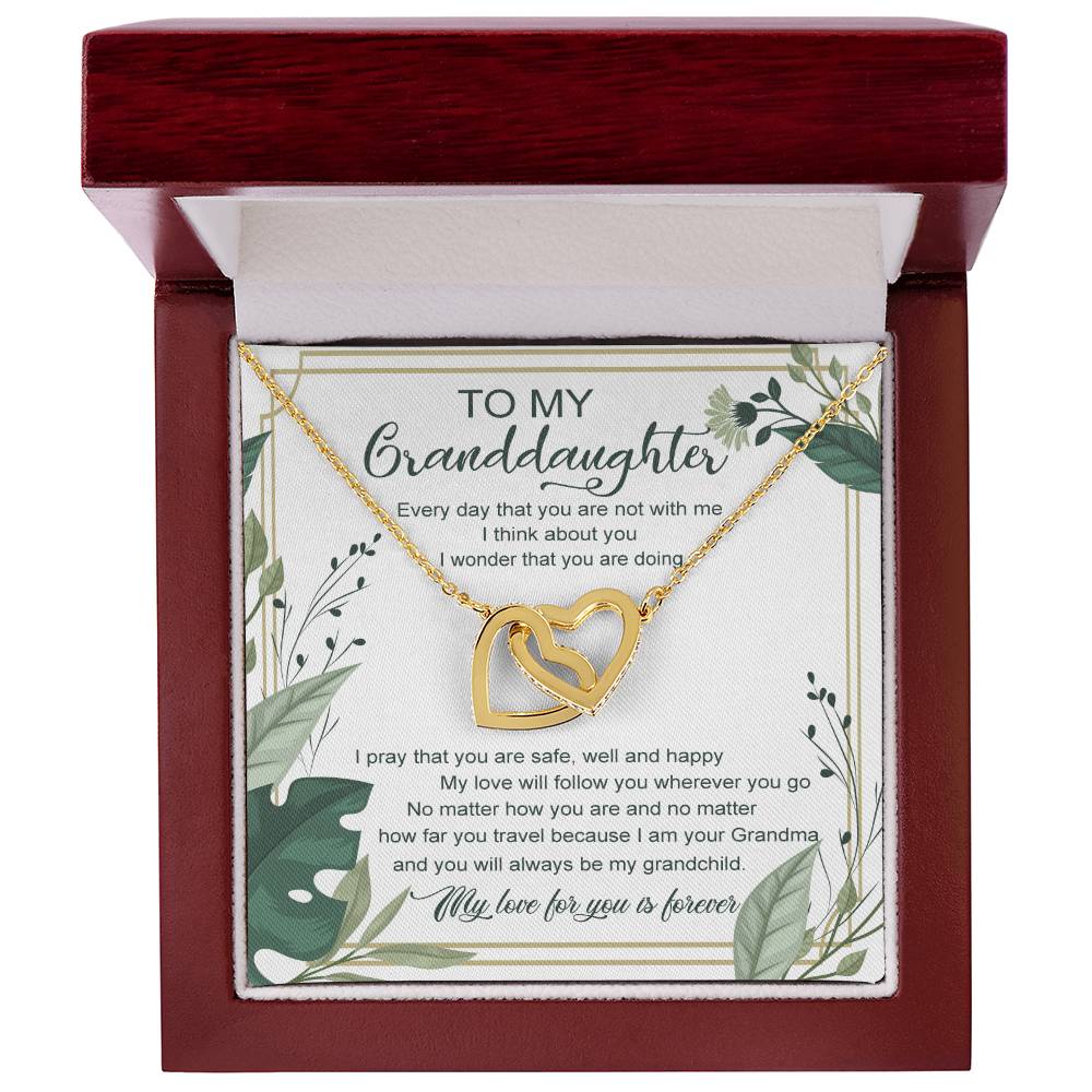 To My Granddaughter Interlocking Heart Necklace Interlocking Hearts Necklace