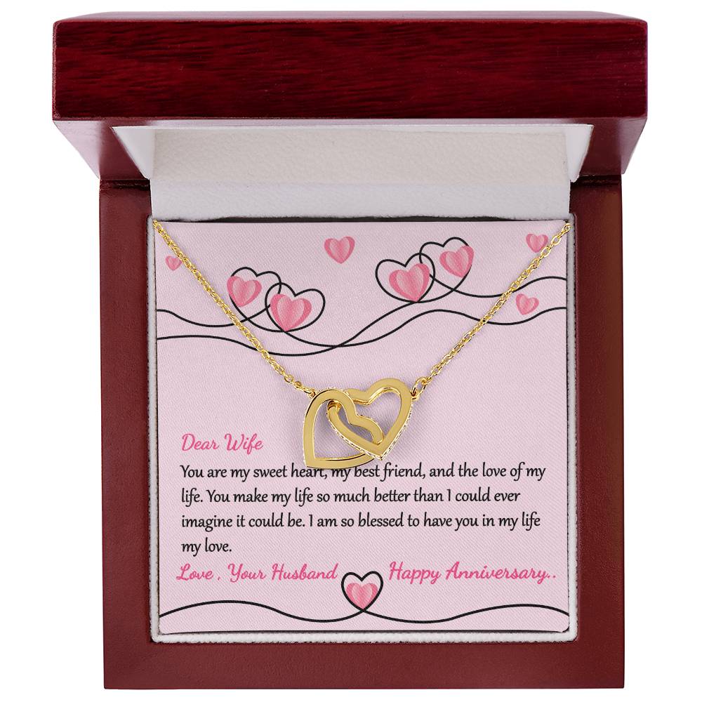 Anniversary Gift For Lovely Wife Interlocking Hearts Necklace