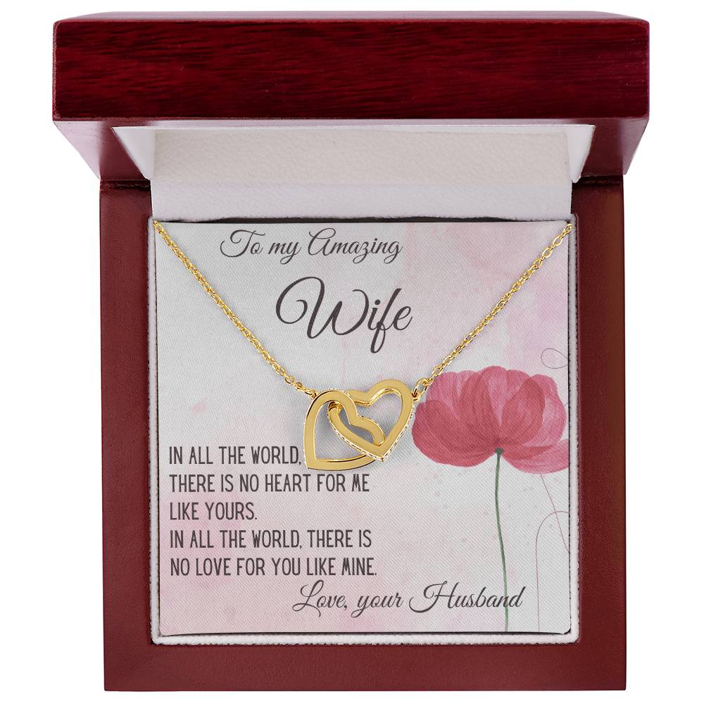 Gift For Wife There Is No Heart For Me Like Yours Interlocking Hearts Necklace