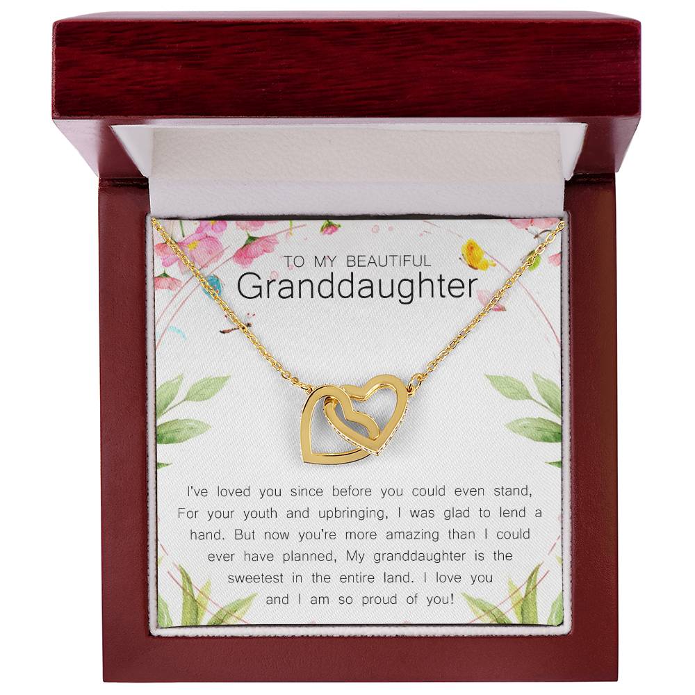 To My Beautiful Granddaughter Interlocking Hearts Necklace Message Card