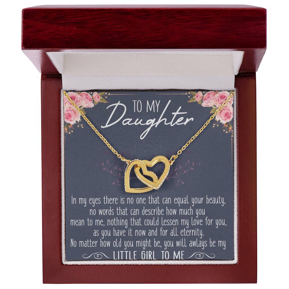 To My Daughter Interlocking Hearts Necklace Message Card