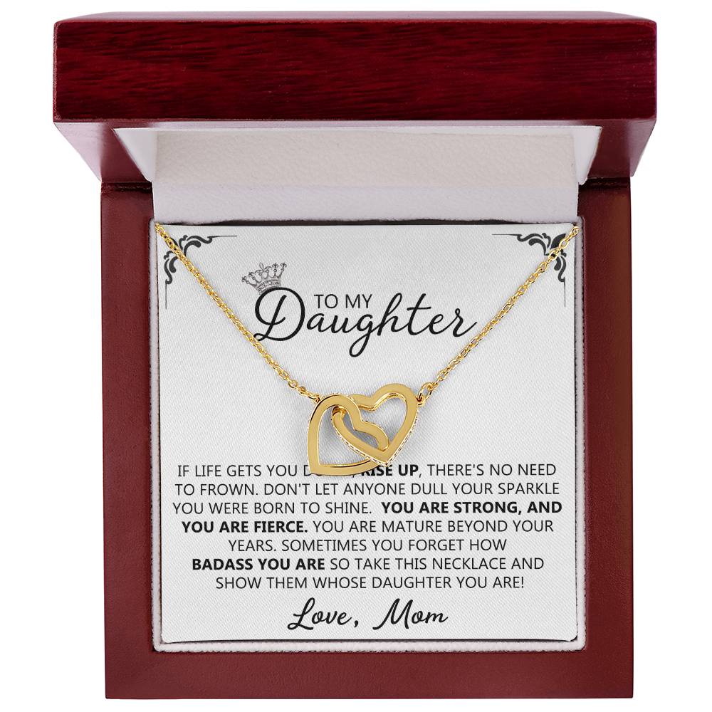 To My Daughter - Straighten Your Crown Unique Interlocking Hearts Binding Necklace Gift Set Interlocking Hearts Necklace