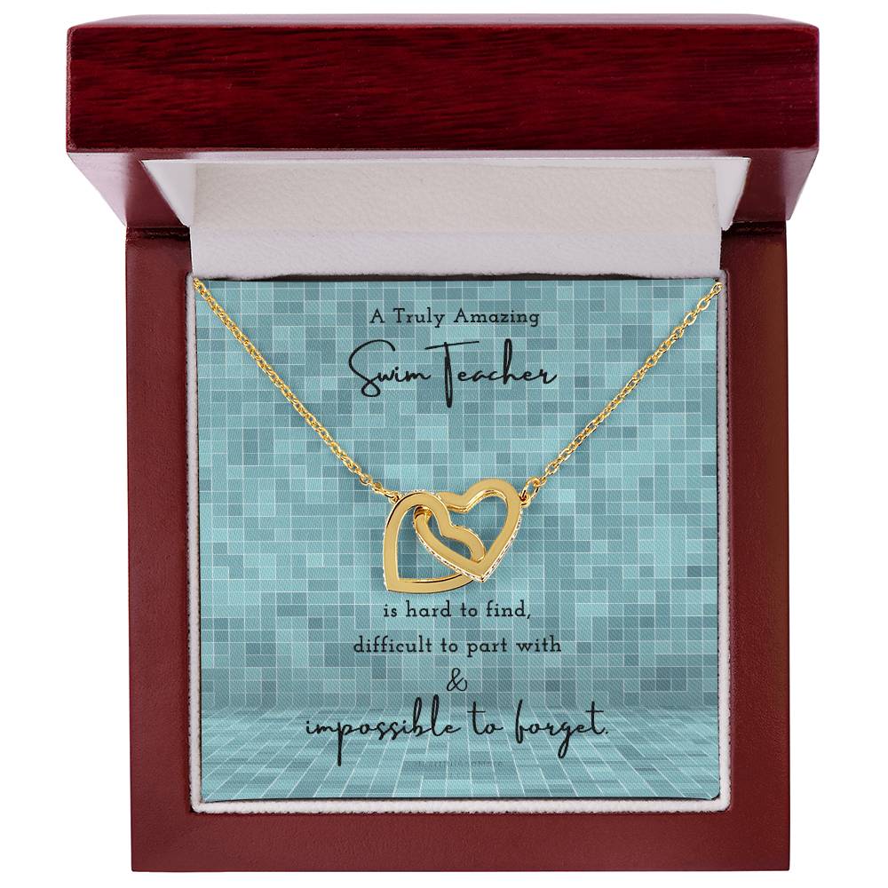 Gift For Swim Teacher Swim Teacher Appreciation Gift A Truly Amazing Swim Teacher Gift Interlocking Hearts Necklace