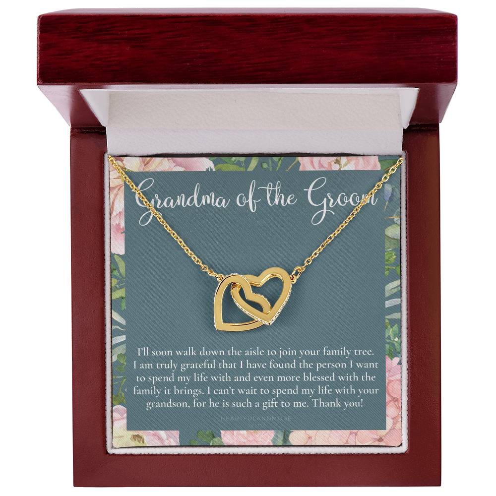 Grandmother Of The Groom Gift Necklace Grandma Wedding Gift Nana Bridal Shower Rehearsal Dinner Thank You Gift Interlocking Hearts Necklace