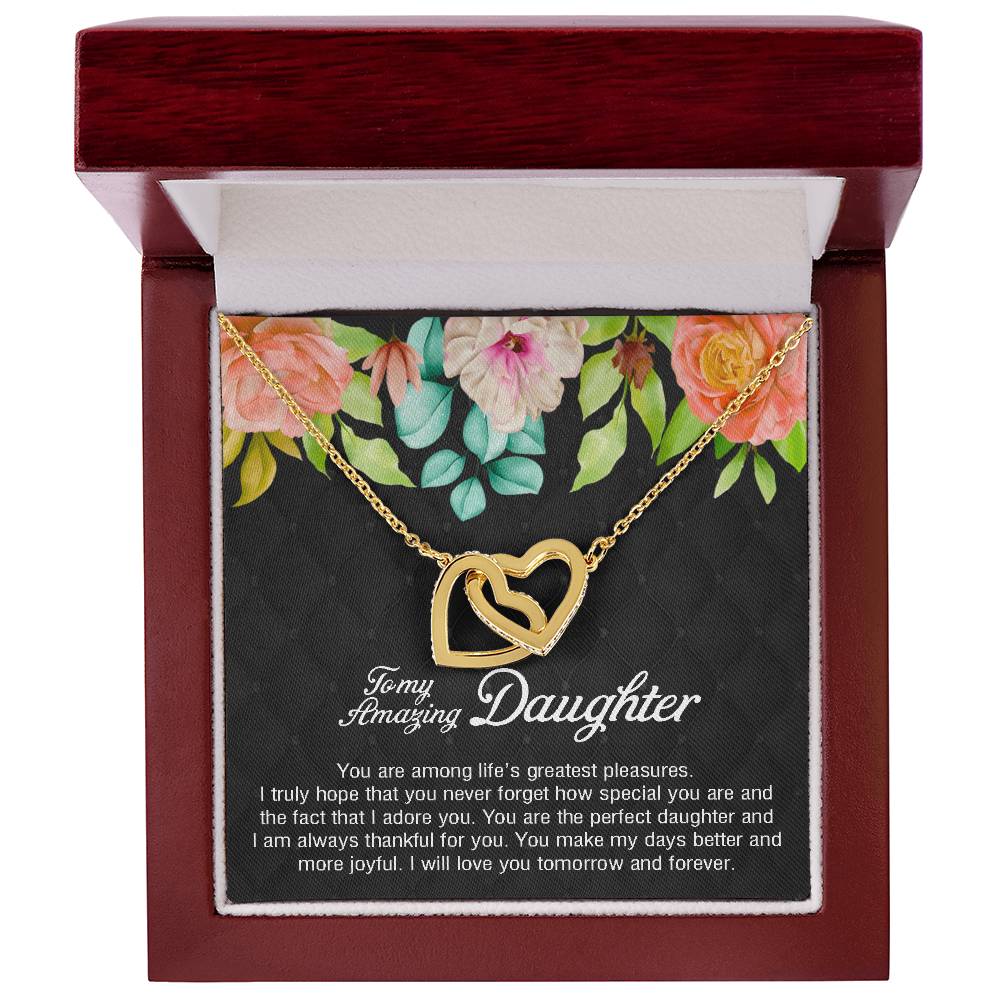 To My Amazing Daughter You Are Special And Adored Interlocking Hearts Necklace