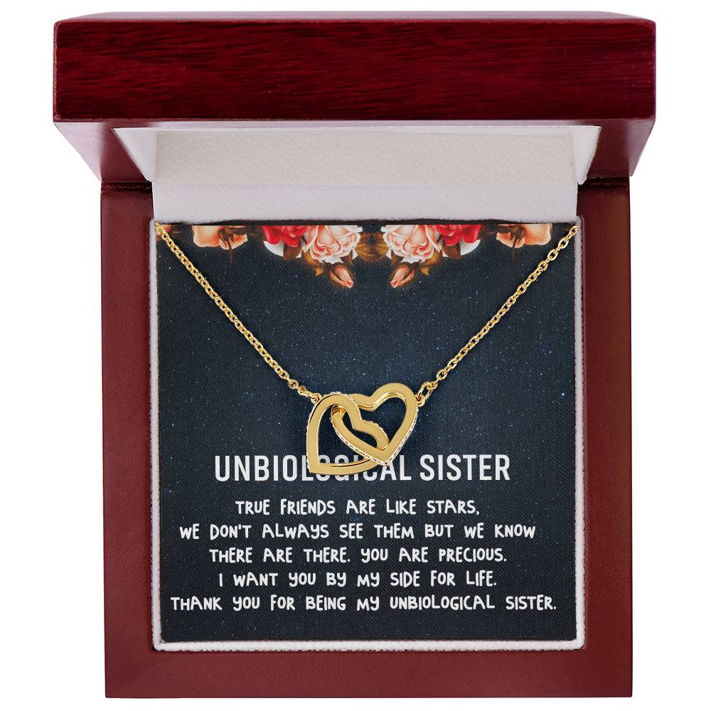 Unbiological Sister Necklace Soul Sister Best Friend Gift Step Sister Gift Interlocking Hearts Necklace