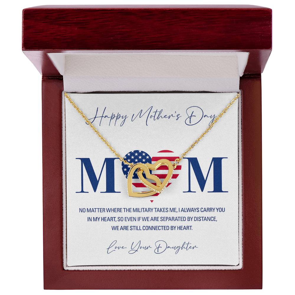 Military Daughter Carry You In My Heart Mother'S Day Necklace Interlocking Hearts Necklace
