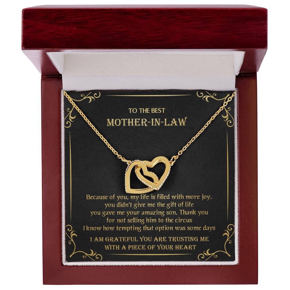 Gift For Mother-In-Law - You Gave Me Your Amazing Son - Interlocking Interlocking Hearts Necklace
