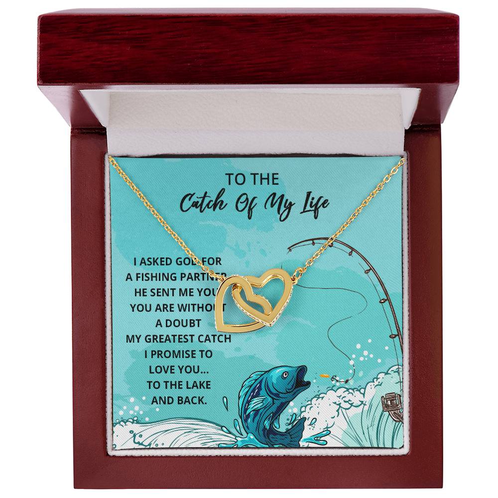 Wife Gift Wife Necklace Infinity Fishing Theme Anniversary Gift For Wife Catch Of My Life Interlocking Hearts Necklace