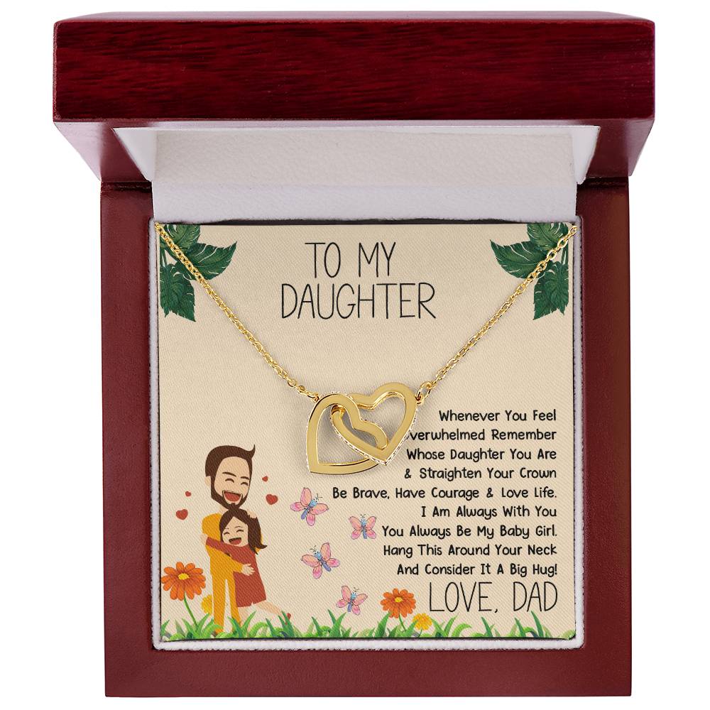 To My Daughter Love Dad Necklace Interlocking Hearts Necklace