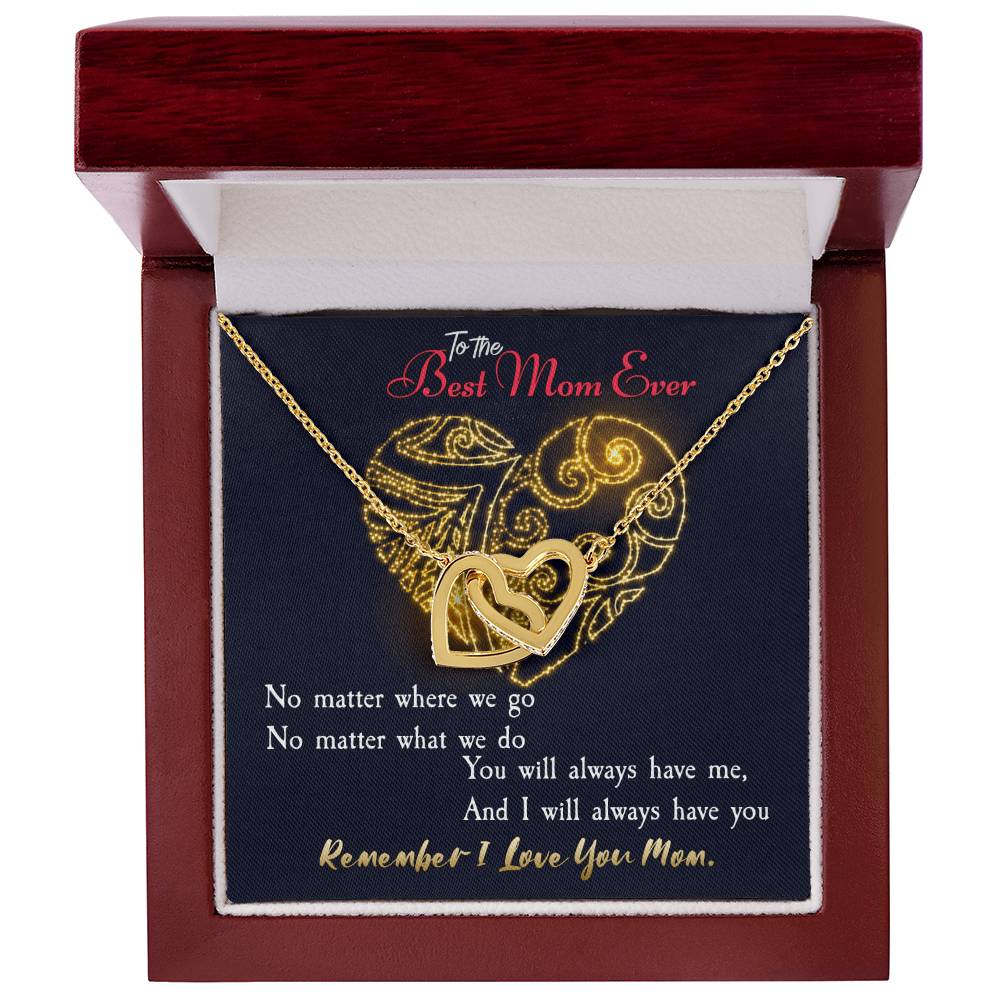 To The Best Mom Ever. Meaningful Present For Mother. Interlocking Hearts Necklace