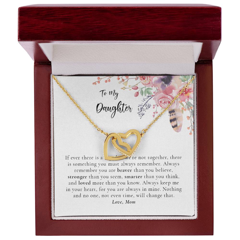 To My Daughter Necklace - White Interlocking Hearts Necklace