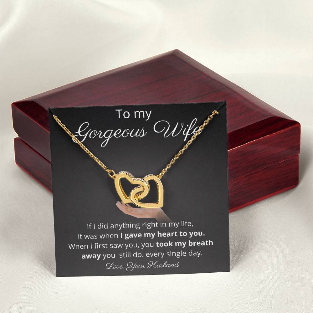 I Gave My Heart To My Gorgeous Wife - Two Hearts Necklace Interlocking Hearts Necklace