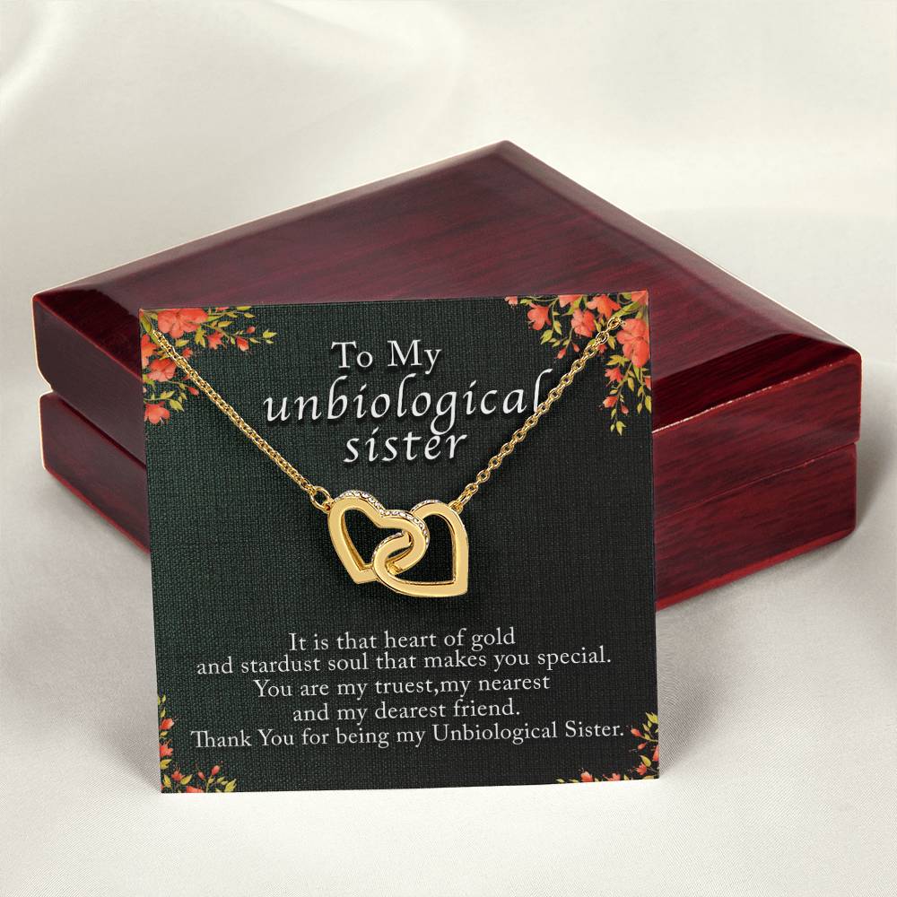 Unbiological Sister Interlocking Heart Necklace Gift Interlocking Hearts Necklace