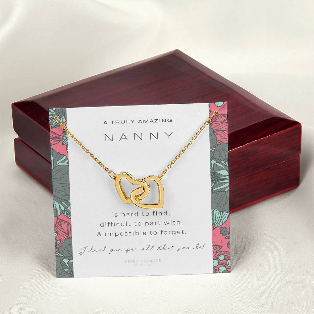Nanny Appreciation Necklace Gift Nanny Thank You Gift Thank You Nanny Gift For Nanny Leaving A Truly Amazing Babysitter Gift Best Nanny Interlocking Hearts Necklace