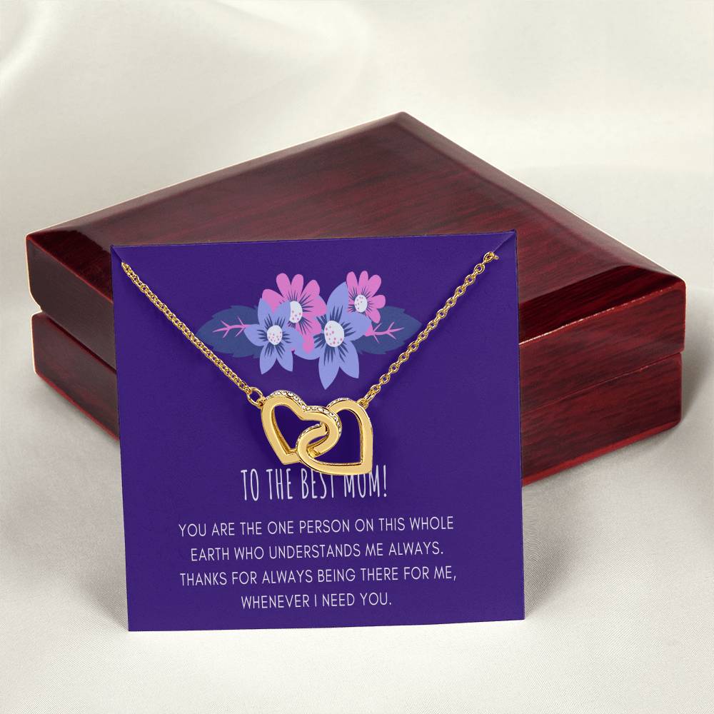 Gift For Mom From Daughter Mother Daughter Necklace Mom Gift From Daughter To My Mother Mother'S Birthday Best Mom Gift Message Card Interlocking Hearts Necklace