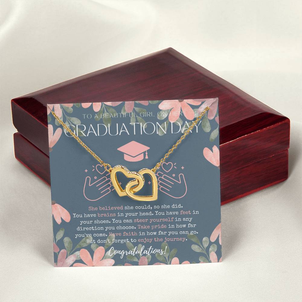 Graduation Gift Necklace For Daughter College Graduation Gift For Her High School Senior Graduation Mba Phd Master Class Of 2021 Interlocking Hearts Necklace