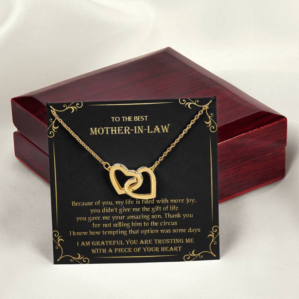 Gift For Mother-In-Law - You Gave Me Your Amazing Son - Interlocking Interlocking Hearts Necklace