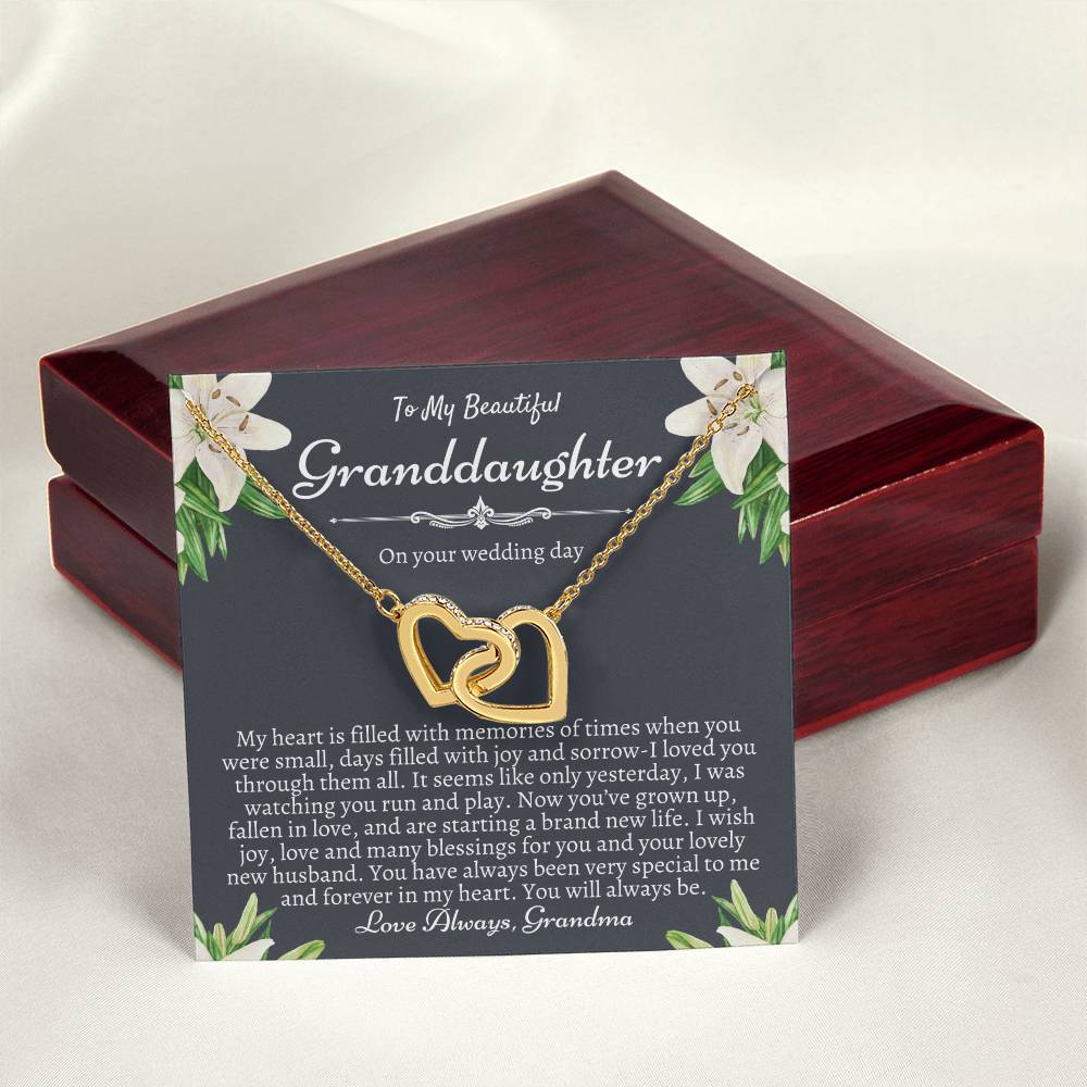 To My Granddaughter On Her Wedding Day Bride Gift From Grandma Granddaughter Wedding Necklace Heartfelt Gift From Nana Nanny Bride Gift Interlocking Hearts Necklace