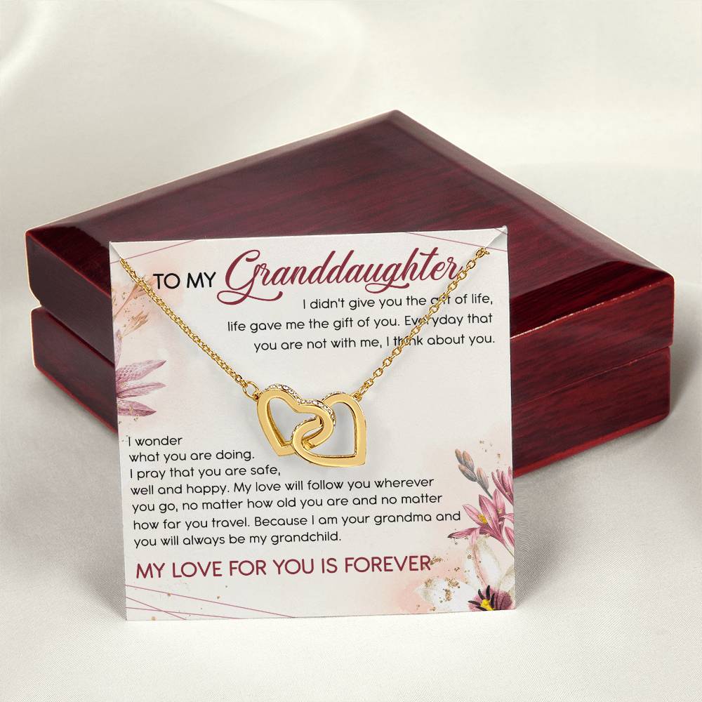 To My Granddaughter Interlocking Hearts Necklace Message Card